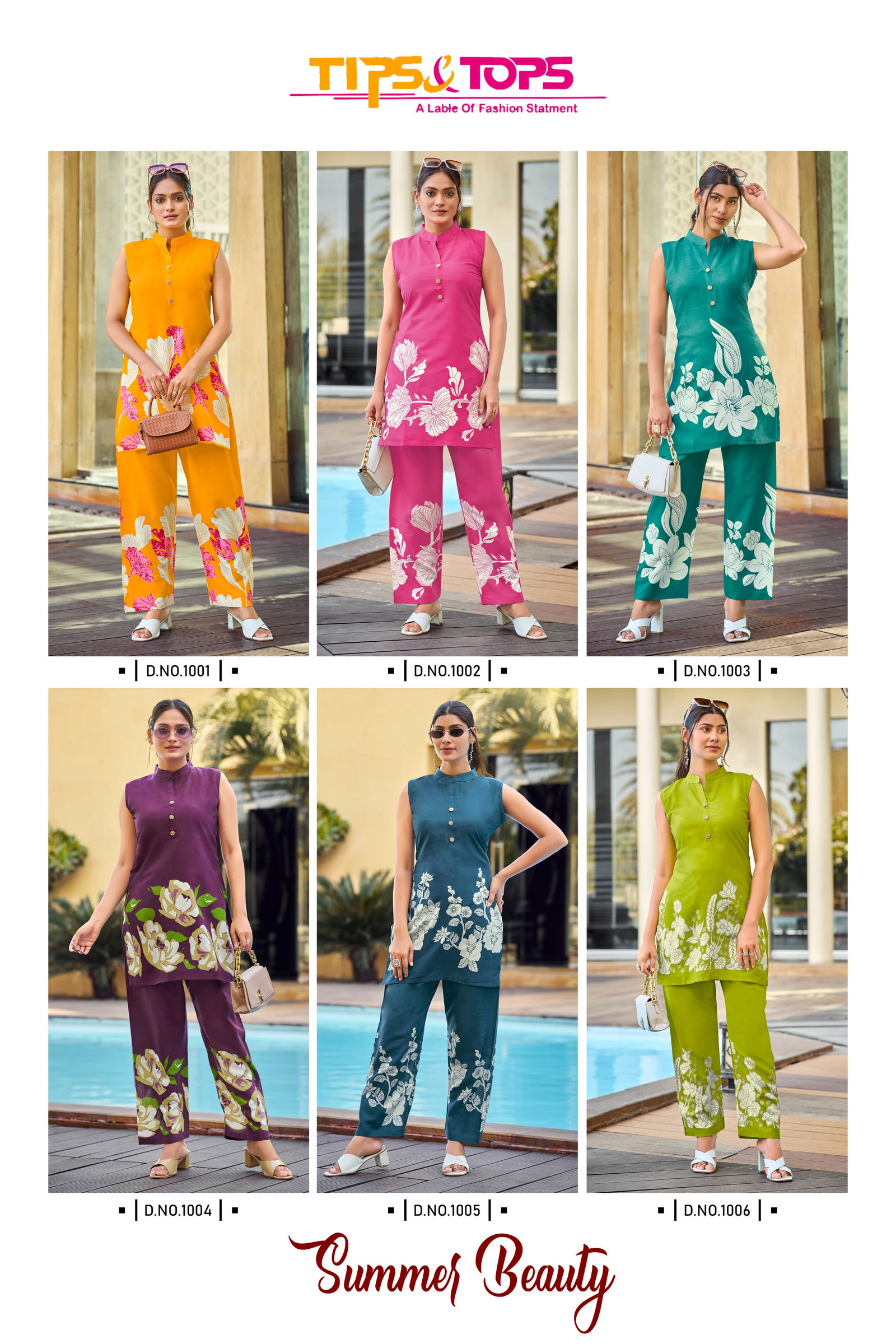 Summer Beauty By Tips And Tops Rayon Printed Cord Set Suppliers In India